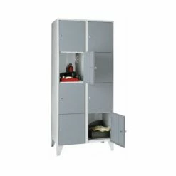 Wolf Stahlspind - Mit Stollenfüßen, 8 Abteile, 400 Mm, Lichtgrau / Silbergrau