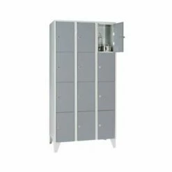 Wolf Stahlspind - Mit Stollenfüßen, 12 Fächer, 300 Mm, Lichtgrau / Silbergrau