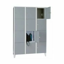 Wolf Stahlspind - Mit Stollenfüßen, 12 Fächer, 400 Mm, Lichtgrau / Silbergrau