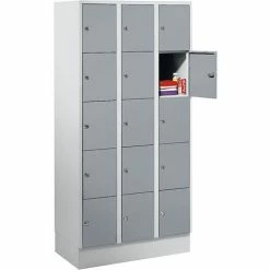 Wolf Stahlspind - Mit Bodensockel, 15 Fächer, 300 Mm, Lichtgrau / Silbergrau -WOLF Geschäft 15623301 4