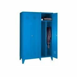 Wolf Stahlspind - 2 Hohe Abteile - Vollwand-Türen, Lichtblau, Abteilbreite 1200