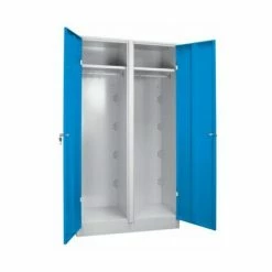 Wolf Stahlschrank - Kleiderschrank Breit, Mit Bodensockel - Türen Lichtblau RAL