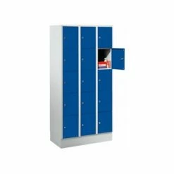 Wolf Stahlspind - Mit Bodensockel, 15 Abteile, 300 Mm - Lichtgrau / Enzianblau