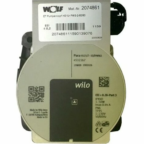 WOLF Pumpenkopf Hocheffizient Für FWS-2-60/80 Wilo PARA HU 25/7.0 PWM2 1 WOLF Pumpenkopf Hocheffizient Für FWS-2-60/80 Wilo PARA HU 25/7.0 PWM2