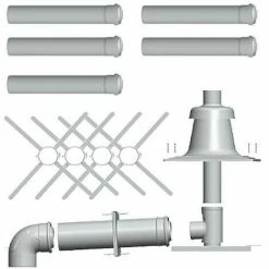 WOLF Paket C93x Für Abgasleitung In Schacht Weiß Steckbar - DN 60/100 - Abdeckung In Kunststoff