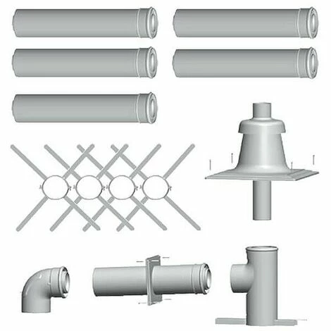 WOLF Paket C33x Für Konzentrische Luft-/Abgasführung In Schacht - DN 60/100 - Abdeckung In Edelstahl 1 WOLF Paket C33x Für Konzentrische Luft-/Abgasführung In Schacht - DN 60/100 - Abdeckung In Edelstahl