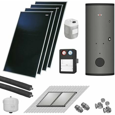 WOLF Solaranlage mit 4 Stk. CFK-1 Kollektoren, SM2-2 Regelung und Solarspeicher SEM-1-500 WOLF Solaranlage Mit 4 Stk. CFK-1 Kollektoren, SM2-2 Regelung Und Solarspeicher SEM-1-500 -WOLF Geschäft 44111386 1